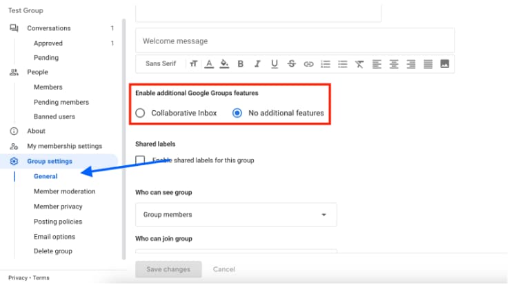 create a shared inbox for gmail